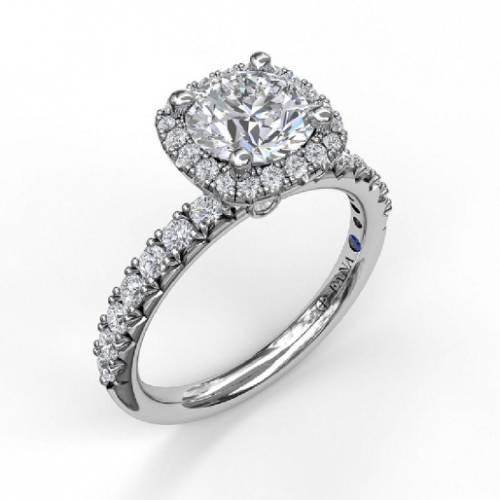Fana Classic Diamond Halo Engagement Ring with Gorgeous Side Profile