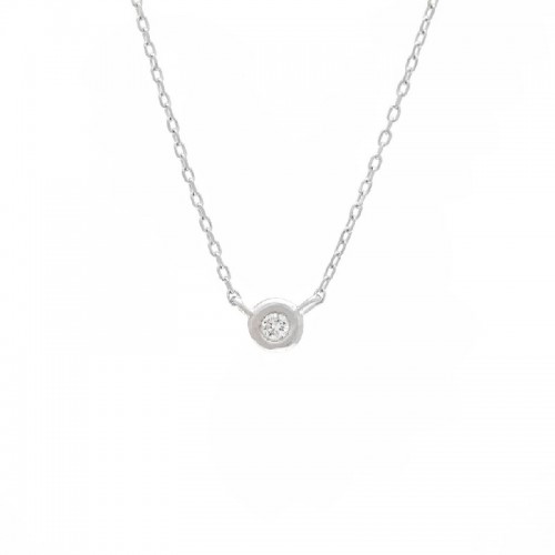 Small Diamond Bezel Necklace in White Gold