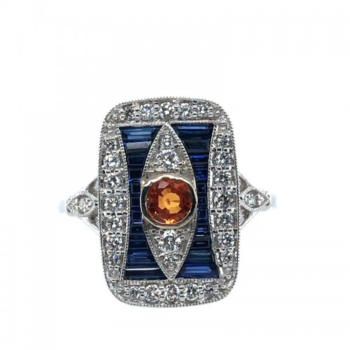 Orange and Blue Sapphire Spirit Ring