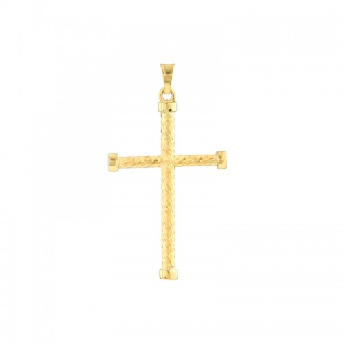 19mm Twisted Cross Pendant in 10K Yellow Gold