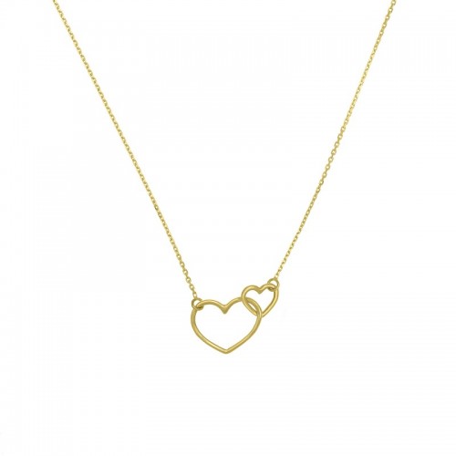14K Yellow Gold Interwoven Hearts Necklace