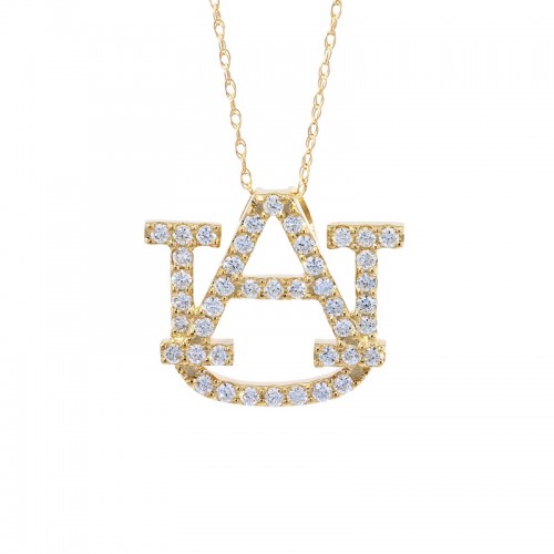 Large 14K Yellow Gold Diamond AU Pendant