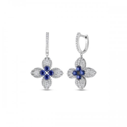 Roberto Coin 18K Diamond and Sapphire Flower Earrings
