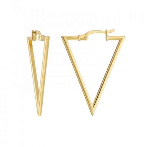 14K Yellow Gold Triangle Hoops