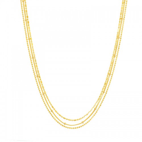 14KY Beaded Triple Strand Necklace