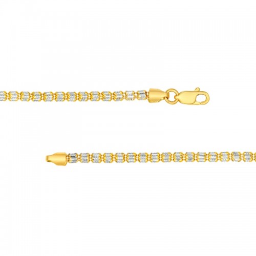 2.4mm Ice Chain Bracelet in 10K Yellow and White Gold