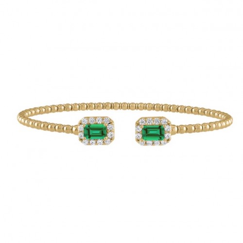 Emerald and Diamond Flexi Cuff in 14K Yellow Gold
