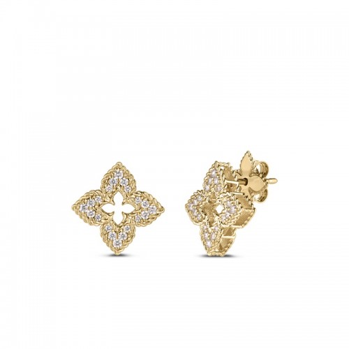 Roberto Coin 18K Small Venetian Princess Diamond Flower Studs