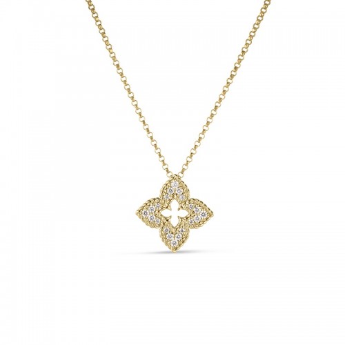 Roberto Coin 18K Small Venetian Princess Diamond Flower Necklace