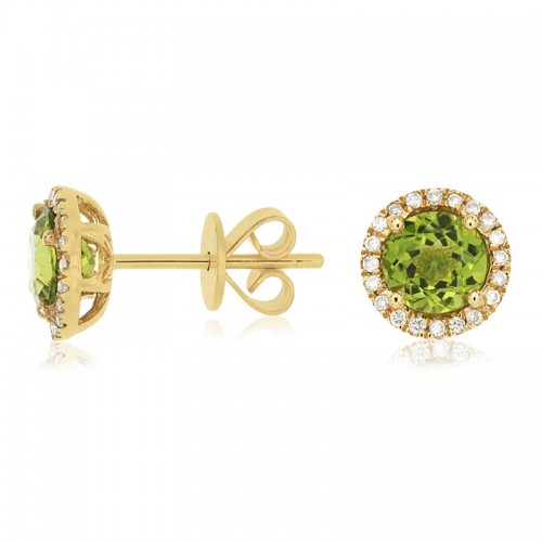 Peridot Studs with Diamond Halo