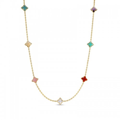 Roberto Coin 18K Venetian Princess Mixed Stone Flower Necklace