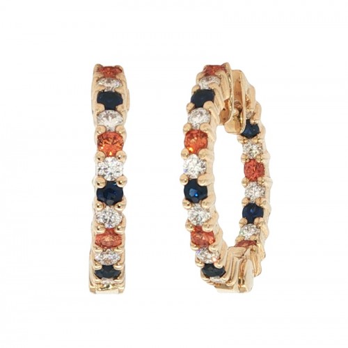 Sapphire and Diamond Spirit In and Out Hoops