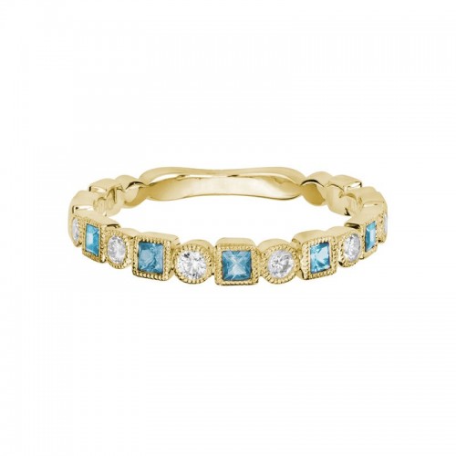 Swiss Blue Topaz and Diamond Stacking Band