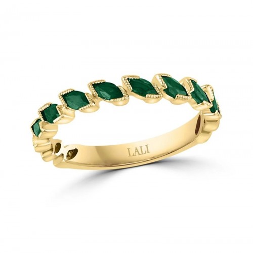 Marquise Emerald Stacking Band in 14K Yellow Gold