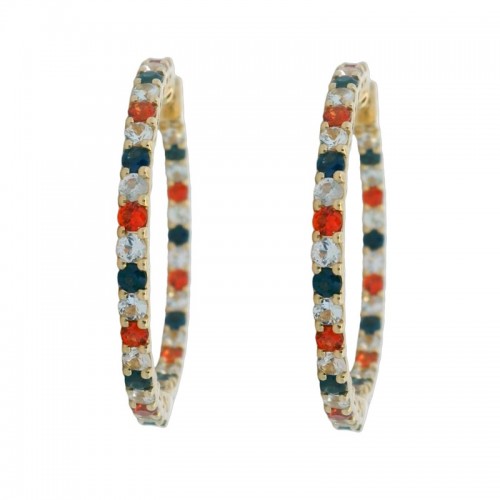 Medium Sapphire Spirit Hoops in 14K Yellow Gold