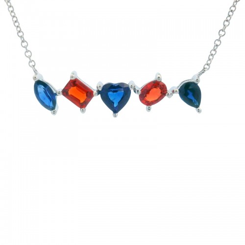 Mixed-Shape Sapphire Spirit Necklace in 14K White Gold