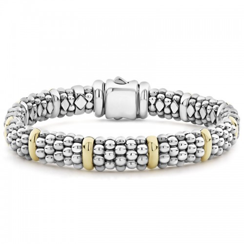Lagos 9mm Gold Station Caviar Bracelet