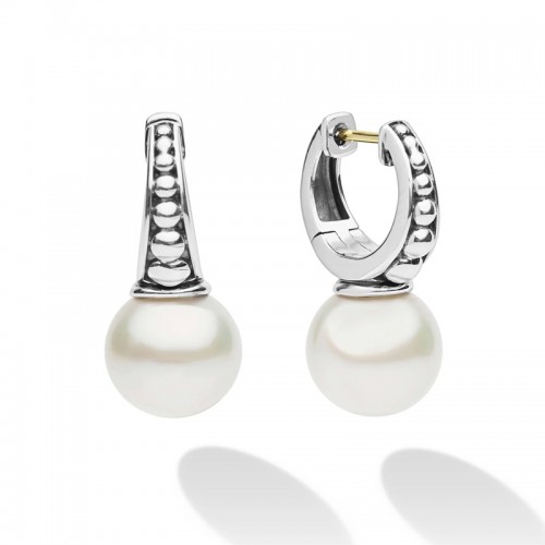 Lagos Sterling Silver Pearl Drop Huggies