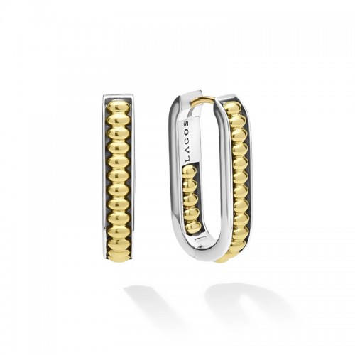 Lagos Signature Caviar Two-Tone Linear Hoops