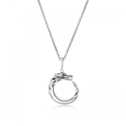 John Hardy Modern Naga Pendant with Blue Sapphires in Silver