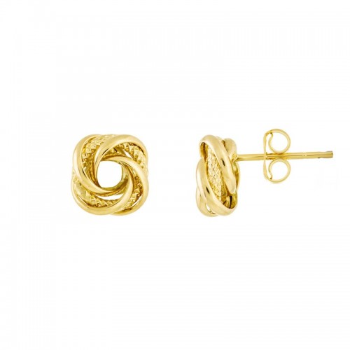 Diamond Cut Hoop Love Knot Earrings