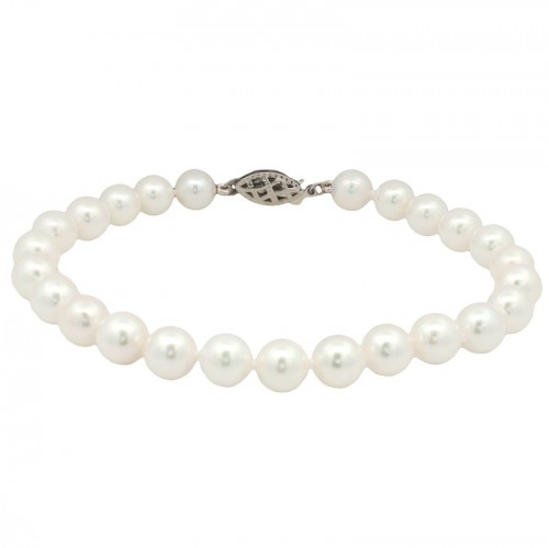 6x6.5mm AA+ Akoya Pearl Bracelet with 14K White Gold