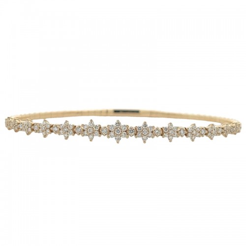 Diamond Flower Flexi Bangle in 14K Yellow Gold