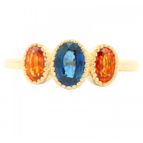 Three Stone Oval Sapphire Spirit Ring