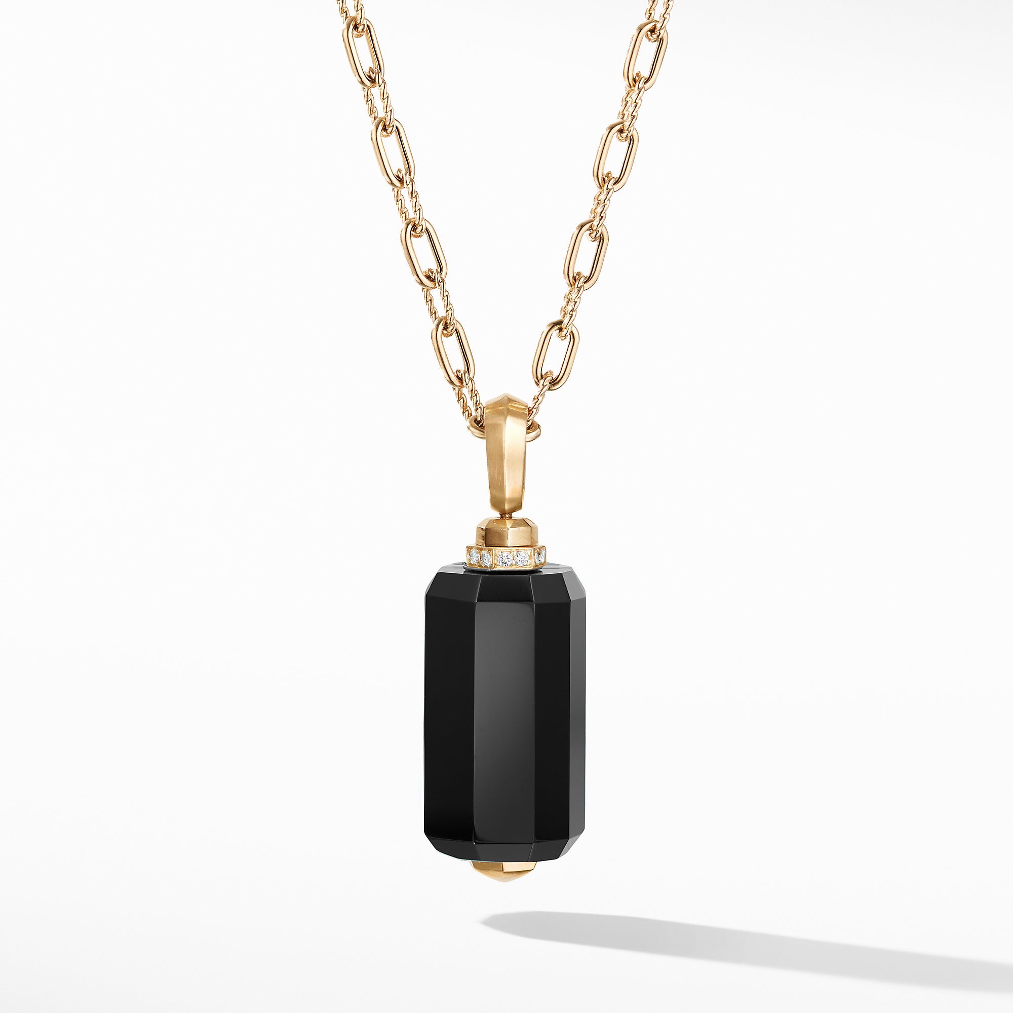 Barrels Pendant Necklace with Diamonds and Black Onyx in 18K Gold