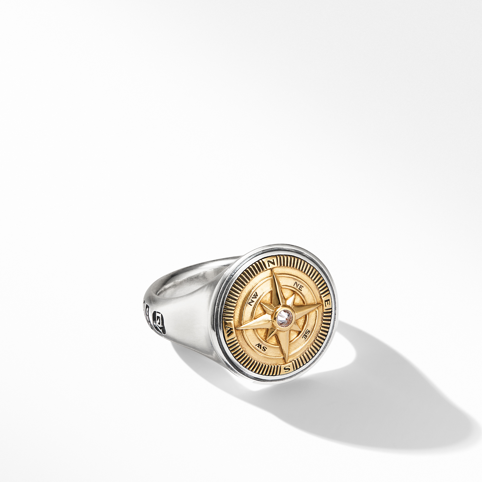 Maritime® Compass Ring with 18K Yellow Gold and Center Diamond