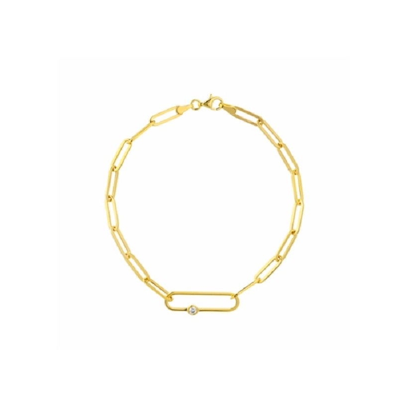 14K YELLOW GOLD PAPER CLIP BRACELET WITH DIAMOND DBL1688