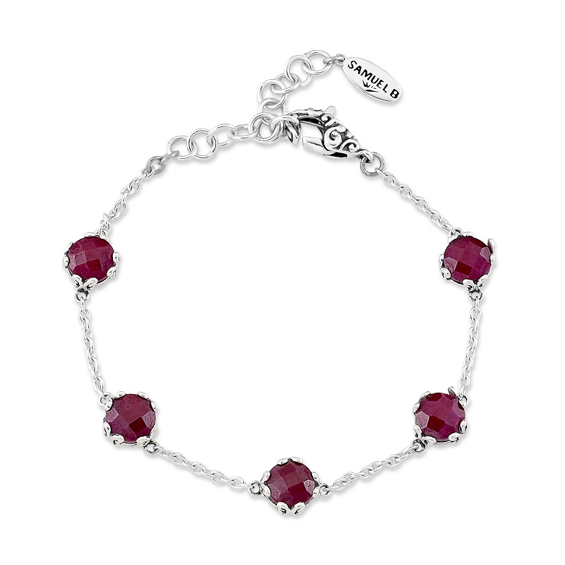 Sterling Silver Ruby Station Bracelet JBRA6189