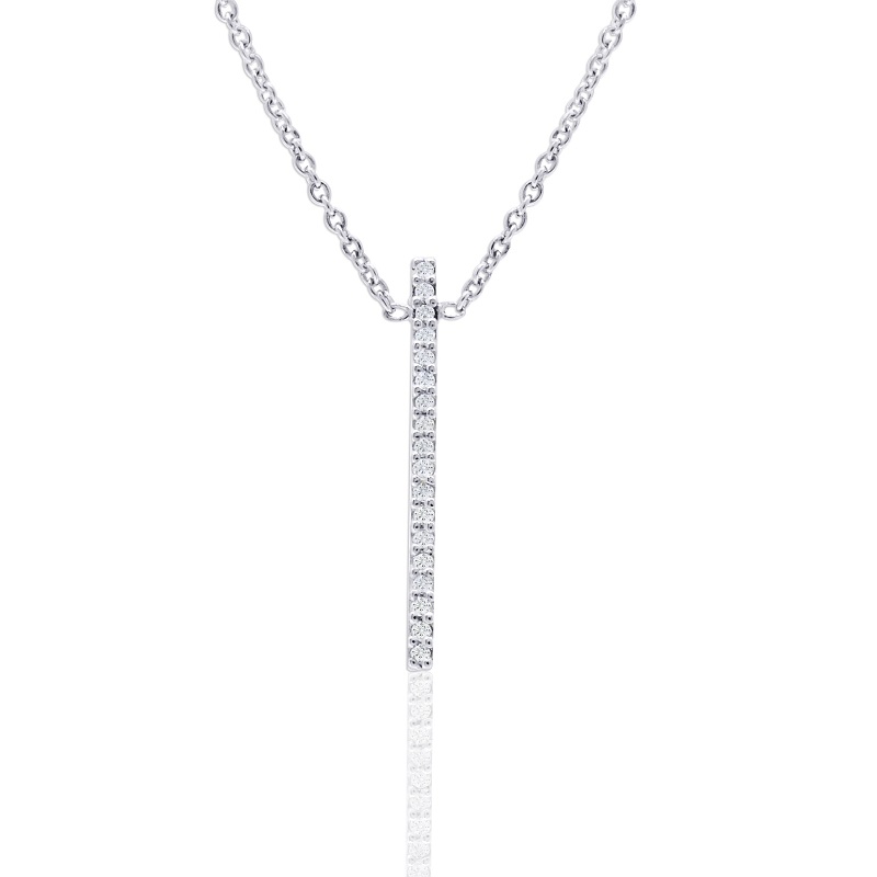 14K White Gold Diamond Bar Necklace - DP10C0262